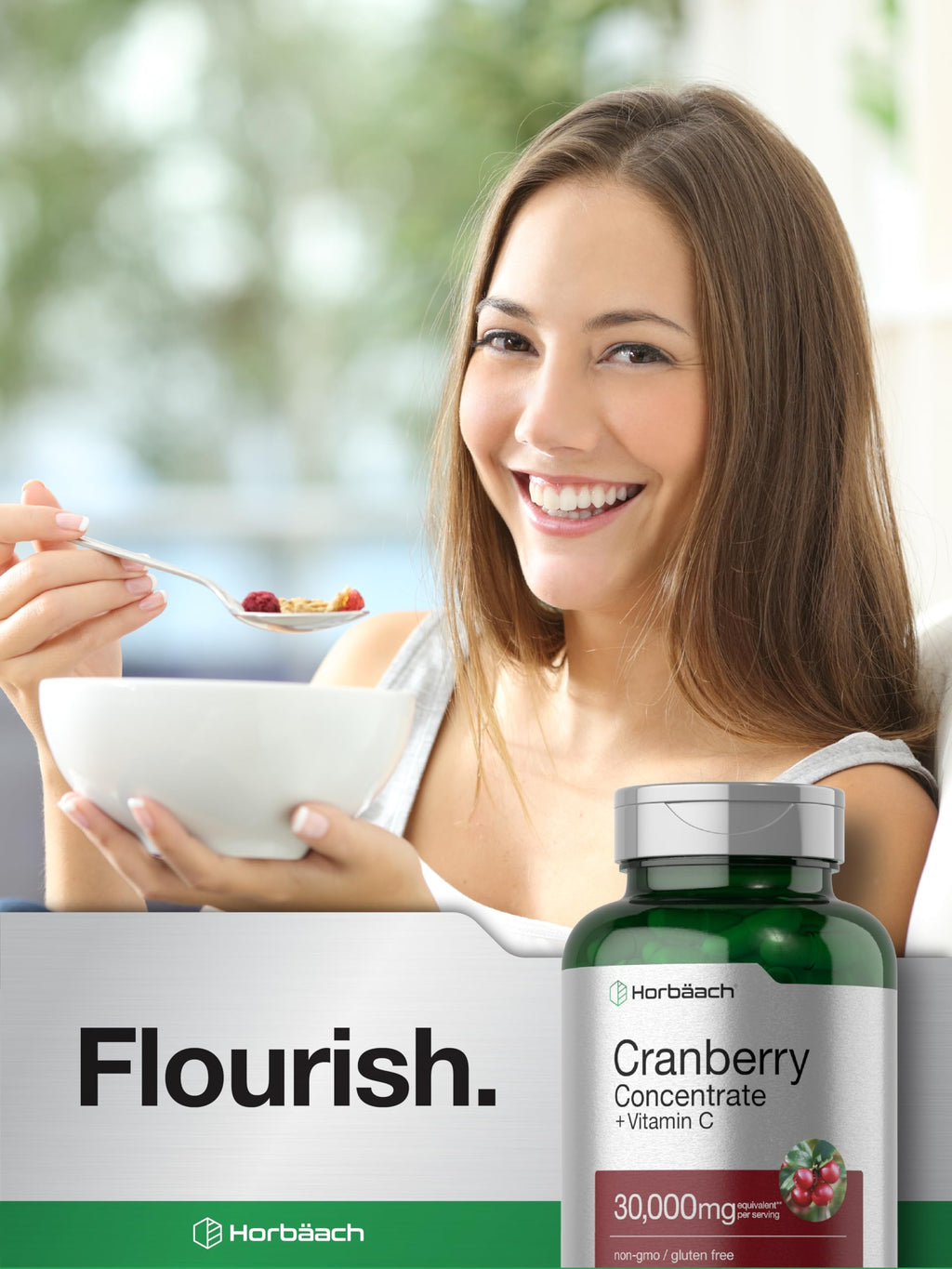 Horbäach Cranberry Concentrate + Vitamin C – 30,000mg, 120 Capsules | Non-GMO, Gluten Free