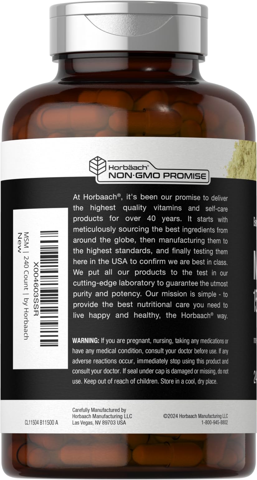 Horbäach MSM Capsules 1500mg – 240 Count | Non-GMO, Gluten Free | Berkshire Labs