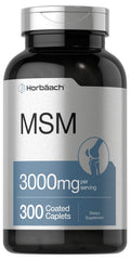 Horbaach MSM 3000mg Supplement – 300 Coated Caplets | MSM with Calcium, Vegetarian, Non-GMO, Gluten Free