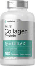 Horbäach Multi Collagen Protein 2000 mg – 180 Capsules | Hydrolyzed Collagen Types I, II, III, V, X | Keto & Paleo Friendly, Non-GMO, Gluten Free