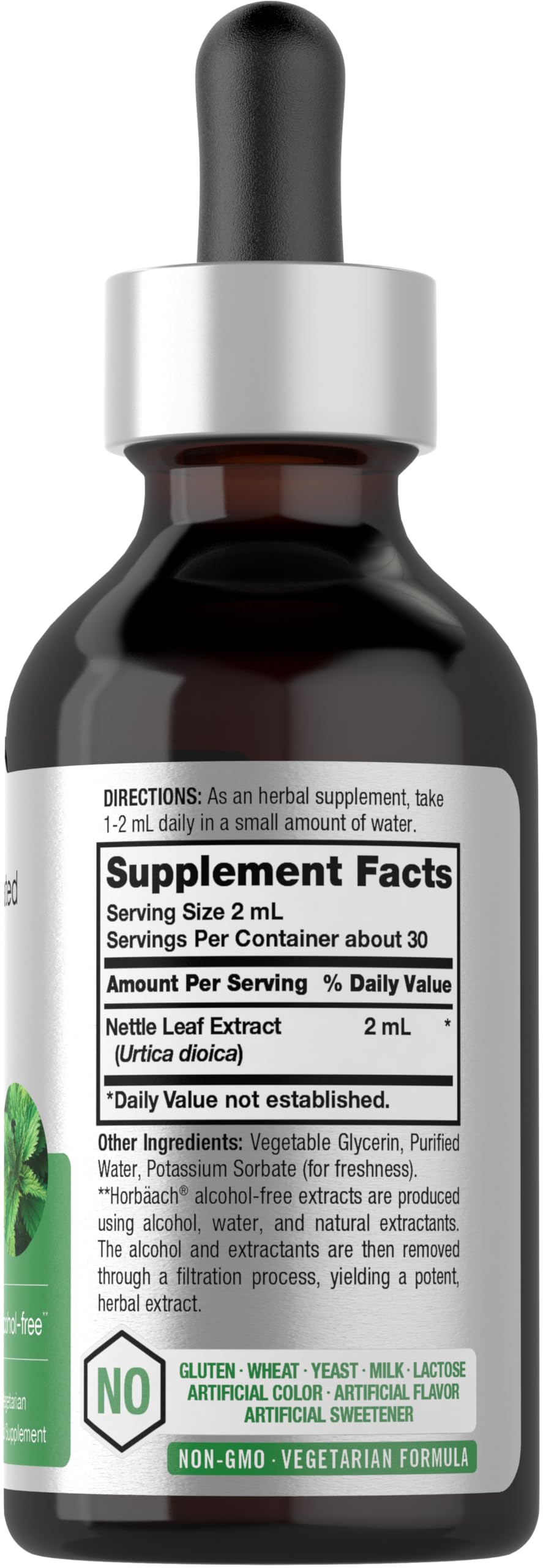 Horbäach Nettle Leaf Extract Drops – 2 oz, Alcohol-Free, Non-GMO