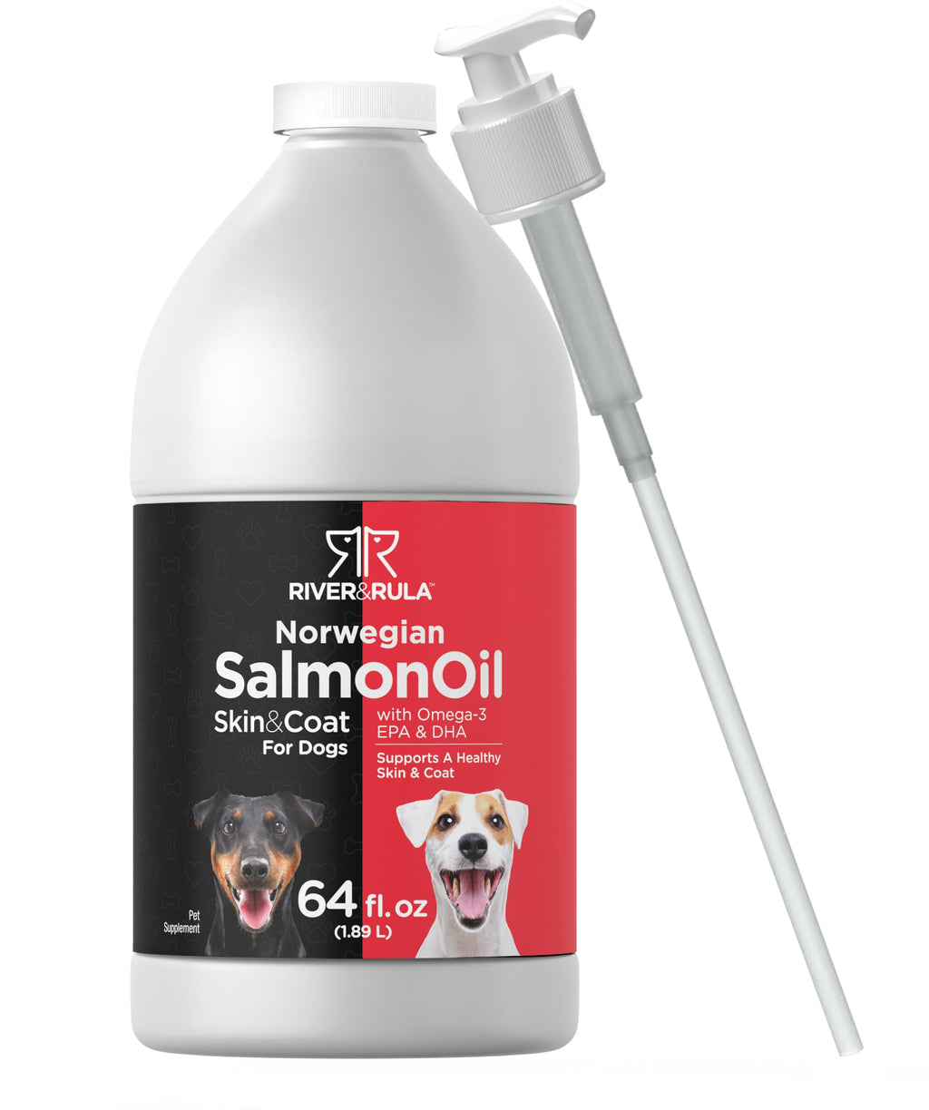 Horbaach Norwegian Salmon Oil for Dogs (64oz) - Supports Healthy Skin & Coat - Omega-3 EPA & DHA - Non-GMO, Gluten Free