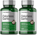 Horbäach Odorless Garlic Softgels 3600 mg | 200 Count | Non-GMO & Gluten Free (Pack of 2)