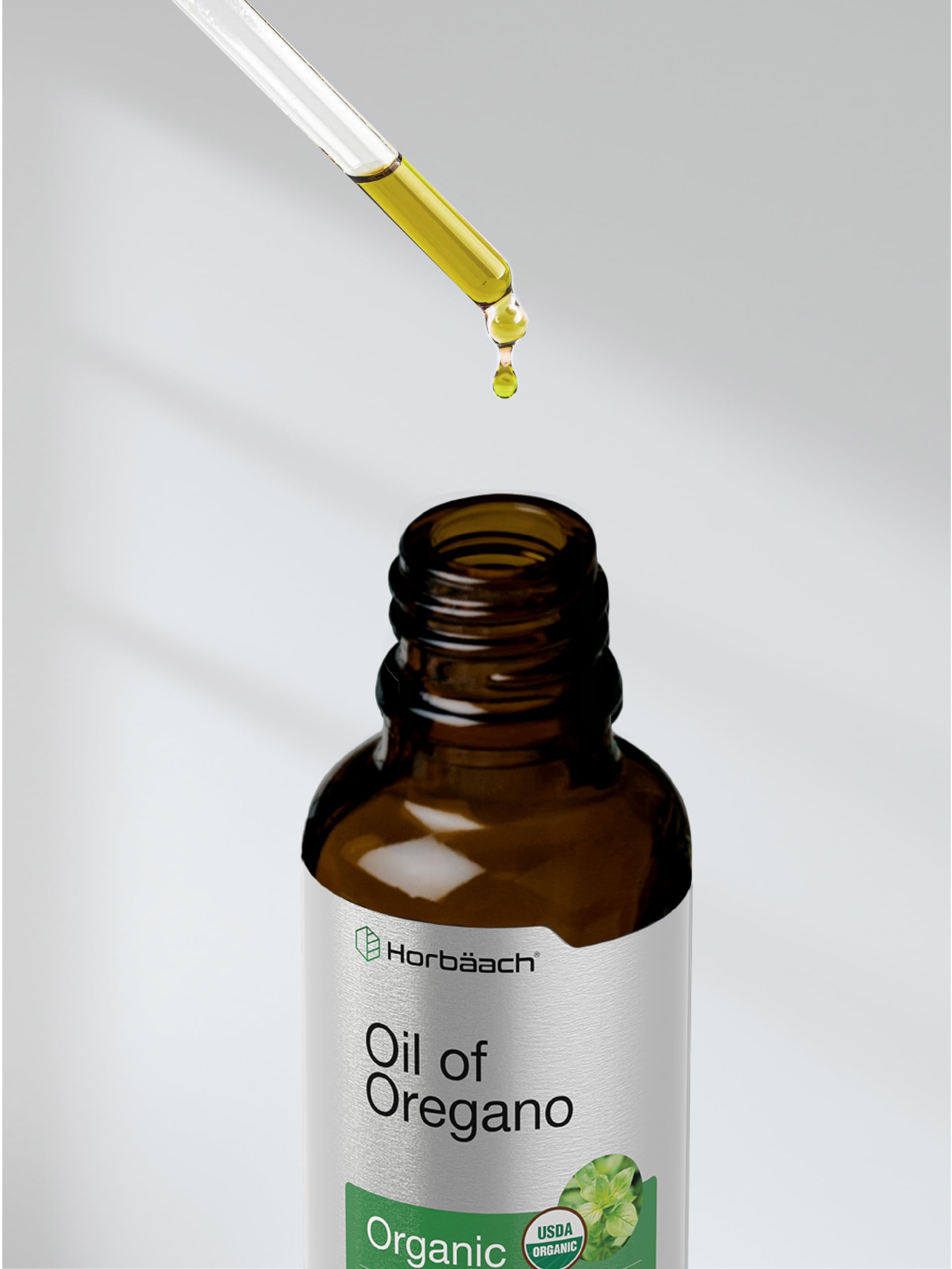 Horbäach Organic Oil of Oregano Drops 4 fl oz – Vegan, Non-GMO, Gluten Free