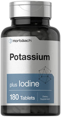 Horbäach Potassium Chloride Supplement | Plus Iodine | 180 Vegetarian Tablets | Non-GMO & Gluten Free