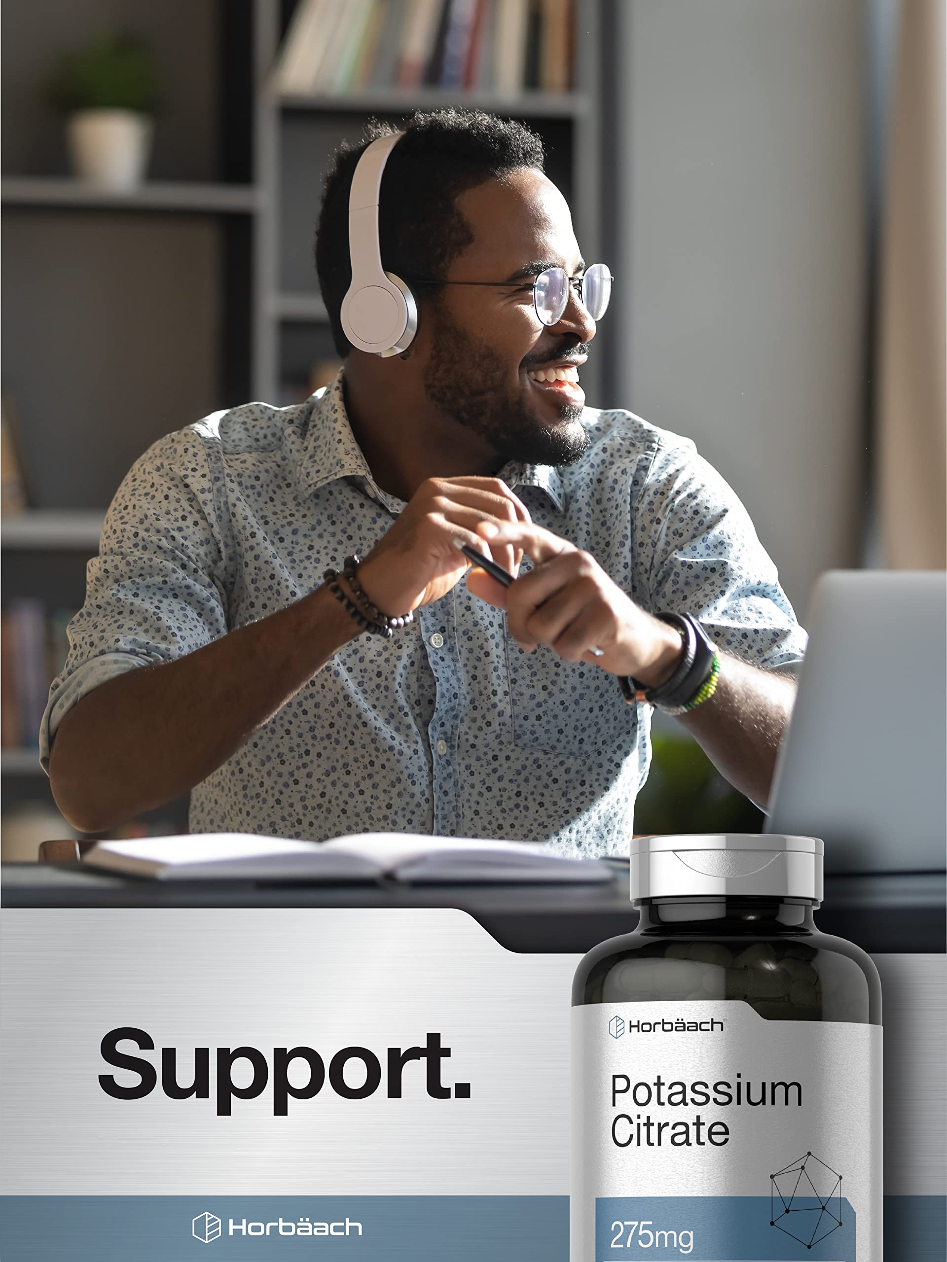 Horbäach Potassium Citrate 275 mg | 400 Capsules | Non-GMO, Gluten Free