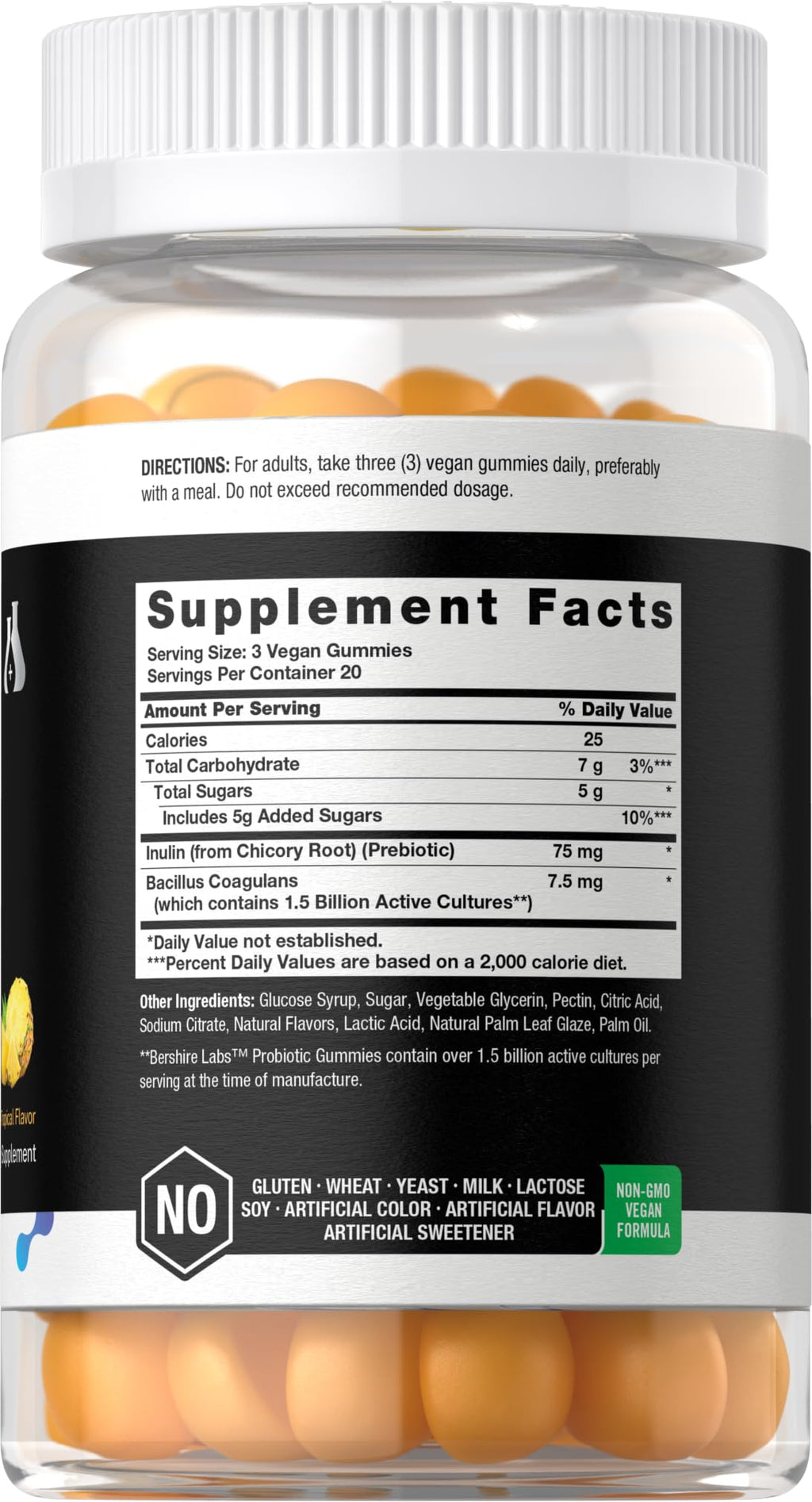 Horbäach Probiotic Gummies – 60 Count | 1.5B CFU + Prebiotic | Doctor Formulated | Vegan, Gluten Free | Berkshire Labs