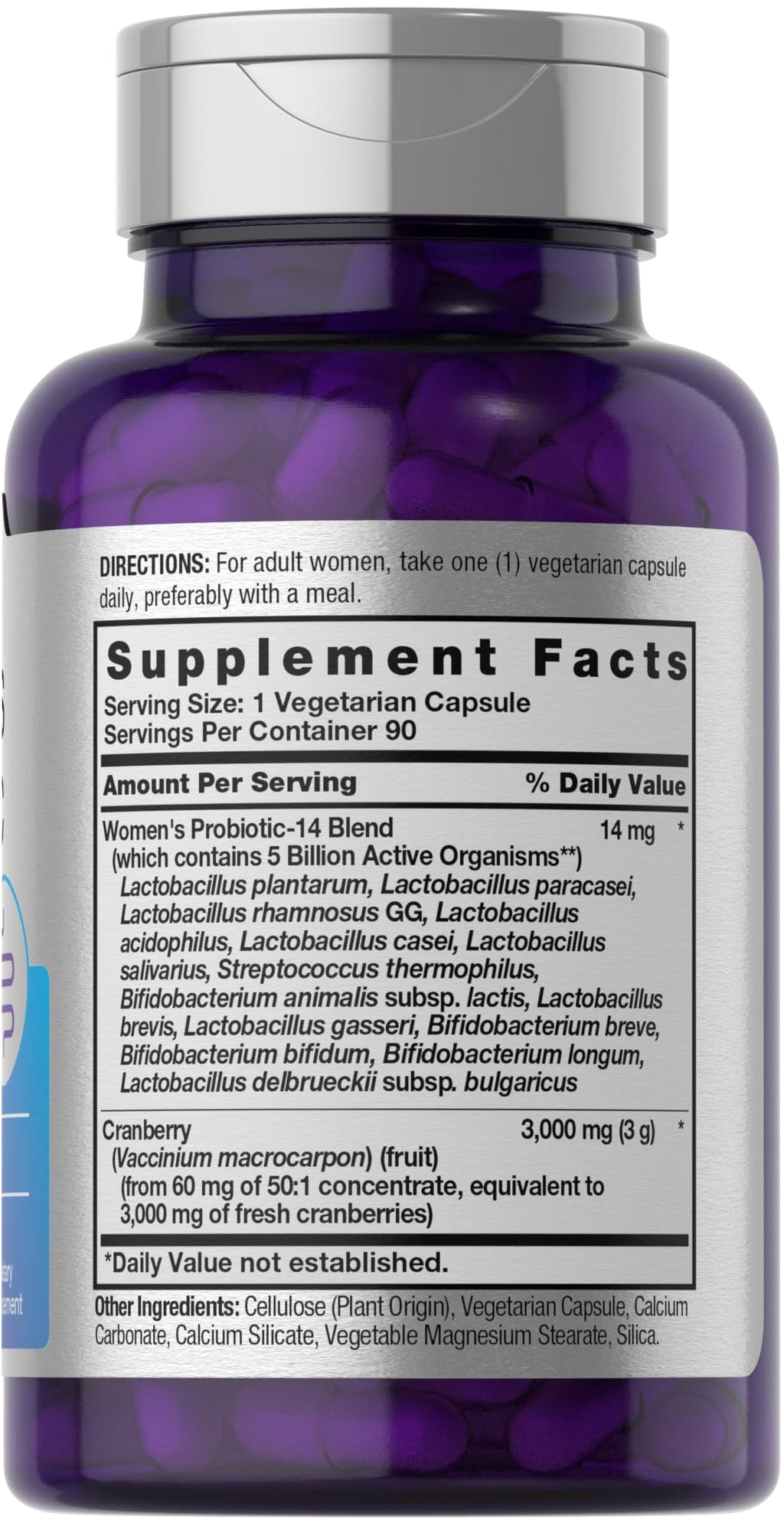 Horbäach Probiotic for Women with Cranberry | 90 Vegetarian Capsules | 14 Strains | Non-GMO, Gluten Free