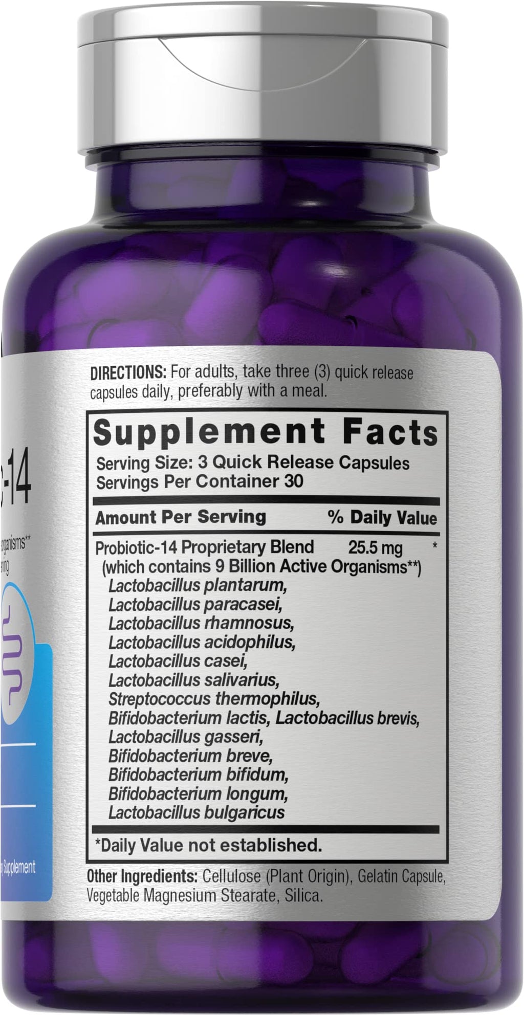 Horbäach Probiotics for Women & Men | 14 Strains for Digestive Health | 9 Billion CFU | 90 Capsules | Non-GMO & Gluten Free Supplement