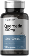 Horbäach Quercetin 1000mg Capsules with Zinc | 100 Count | Non-GMO, Gluten Free