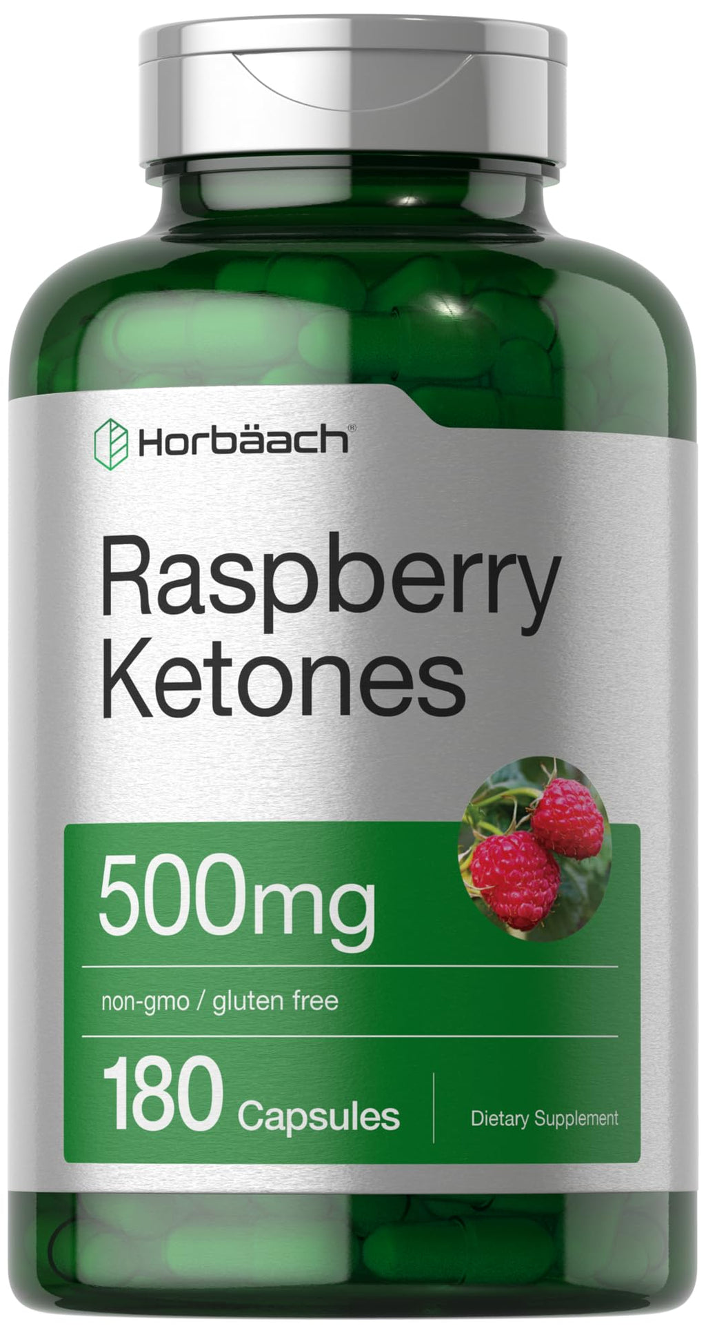 Horbäach Raspberry Ketones | 500mg – 180 Capsules | Non-GMO & Gluten Free Pills