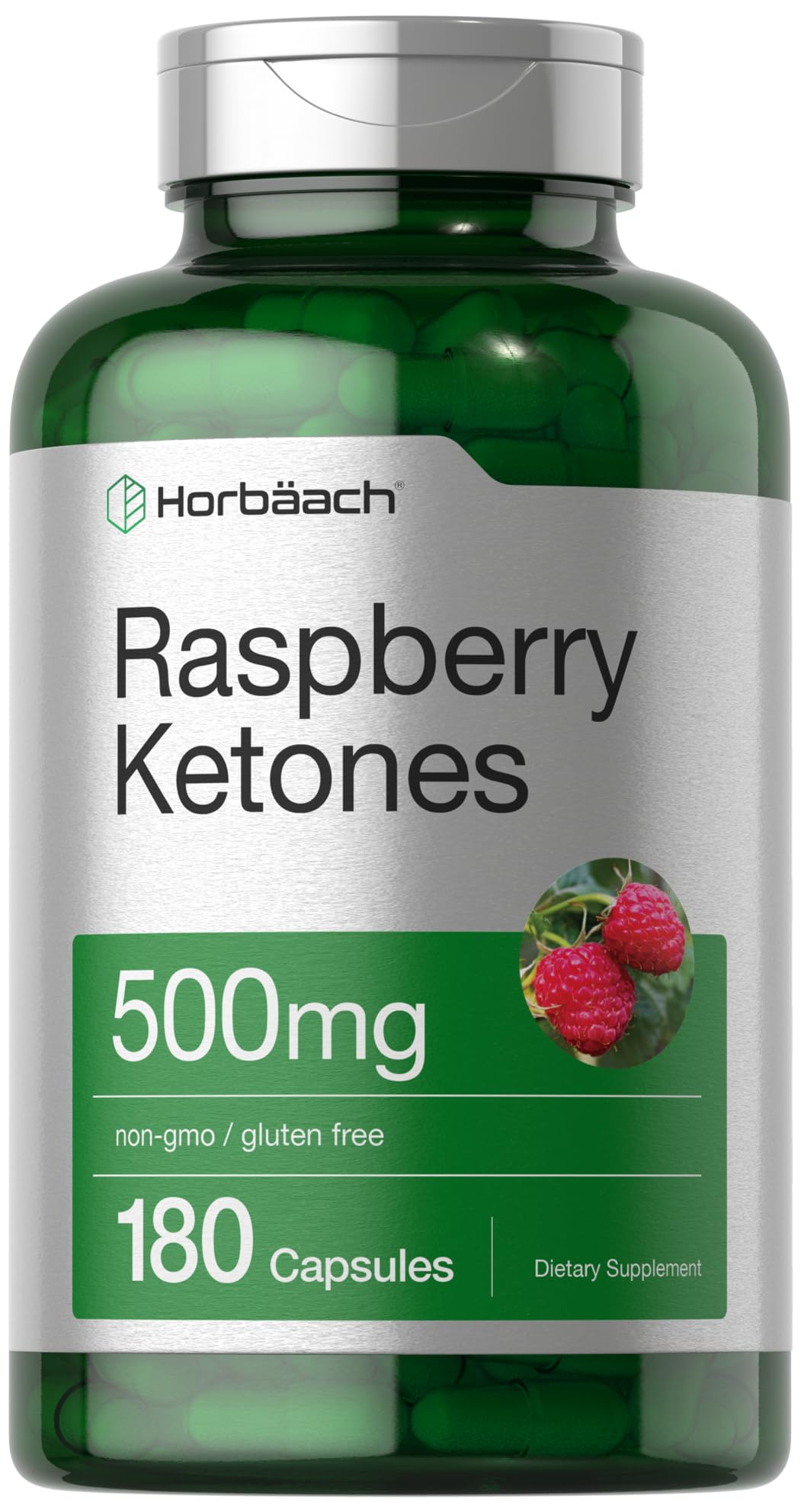 Horbäach Raspberry Ketones | 500mg – 180 Capsules | Non-GMO & Gluten Free Pills