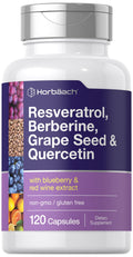 Horbäach Resveratrol Berberine Grape Seed & Quercetin – 120 Capsules | Non-GMO, Gluten Free