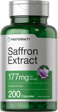 Horbäach Saffron Extract Supplement – 177 mg, 200 Capsules – Non-GMO, Gluten Free