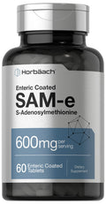 Horbäach SAM-e Supplement 600mg | 60 Vegetarian Tablets | Non-GMO & Gluten Free | S-Adenosyl Methionine