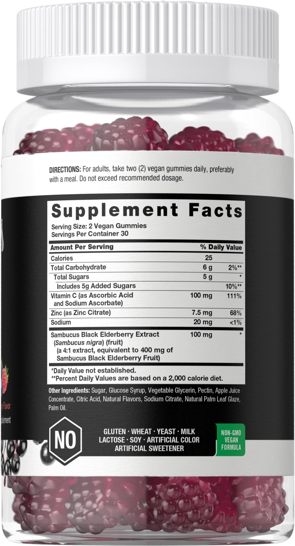 Horbaach Sambucus Black Elderberry Gummies – 60 Count, Vegan, Gluten Free, Vitamin C & Zinc