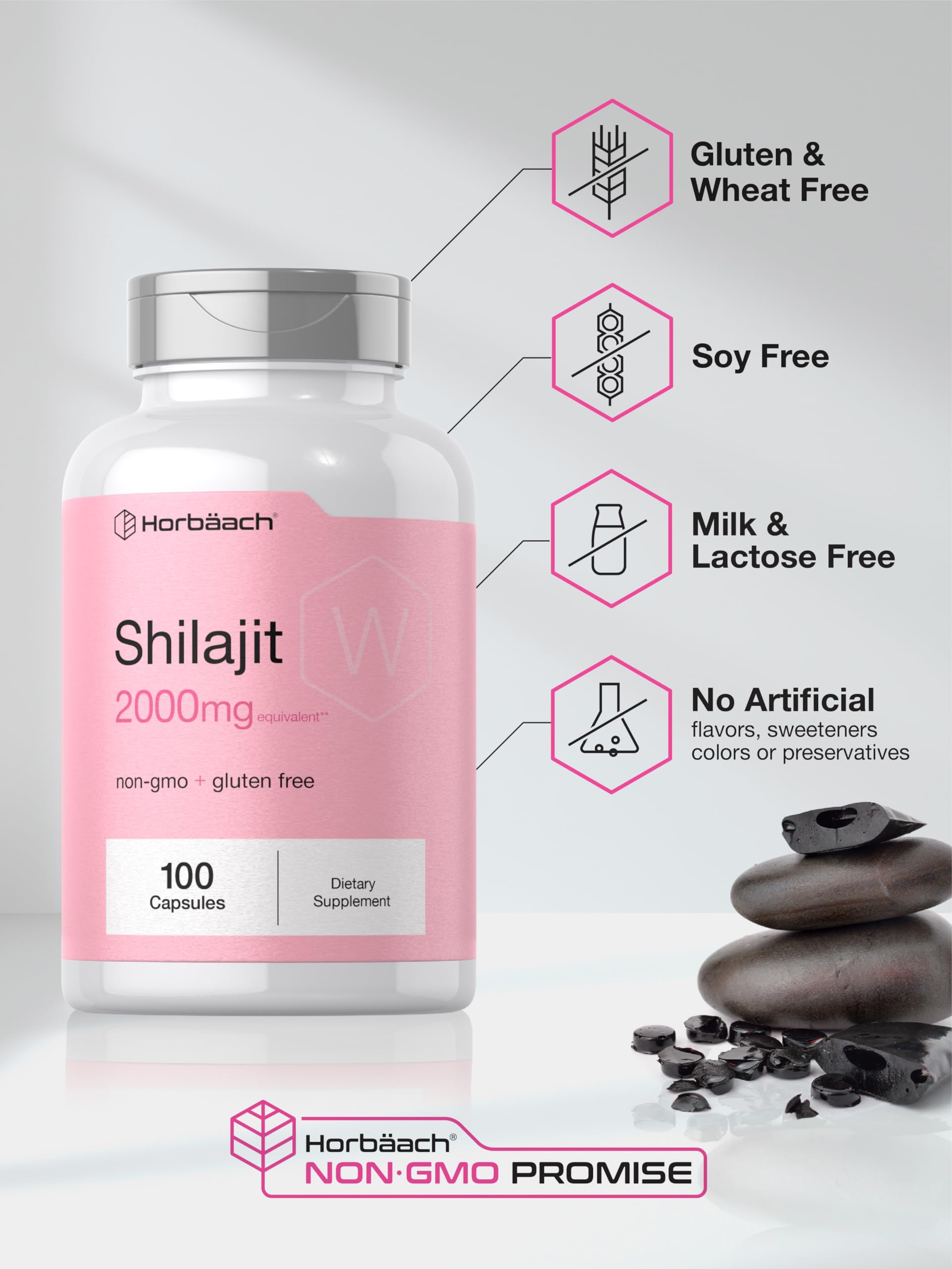 Horbaach Shilajit for Women | 100 Capsules | 2000mg | Non-GMO, Gluten-Free