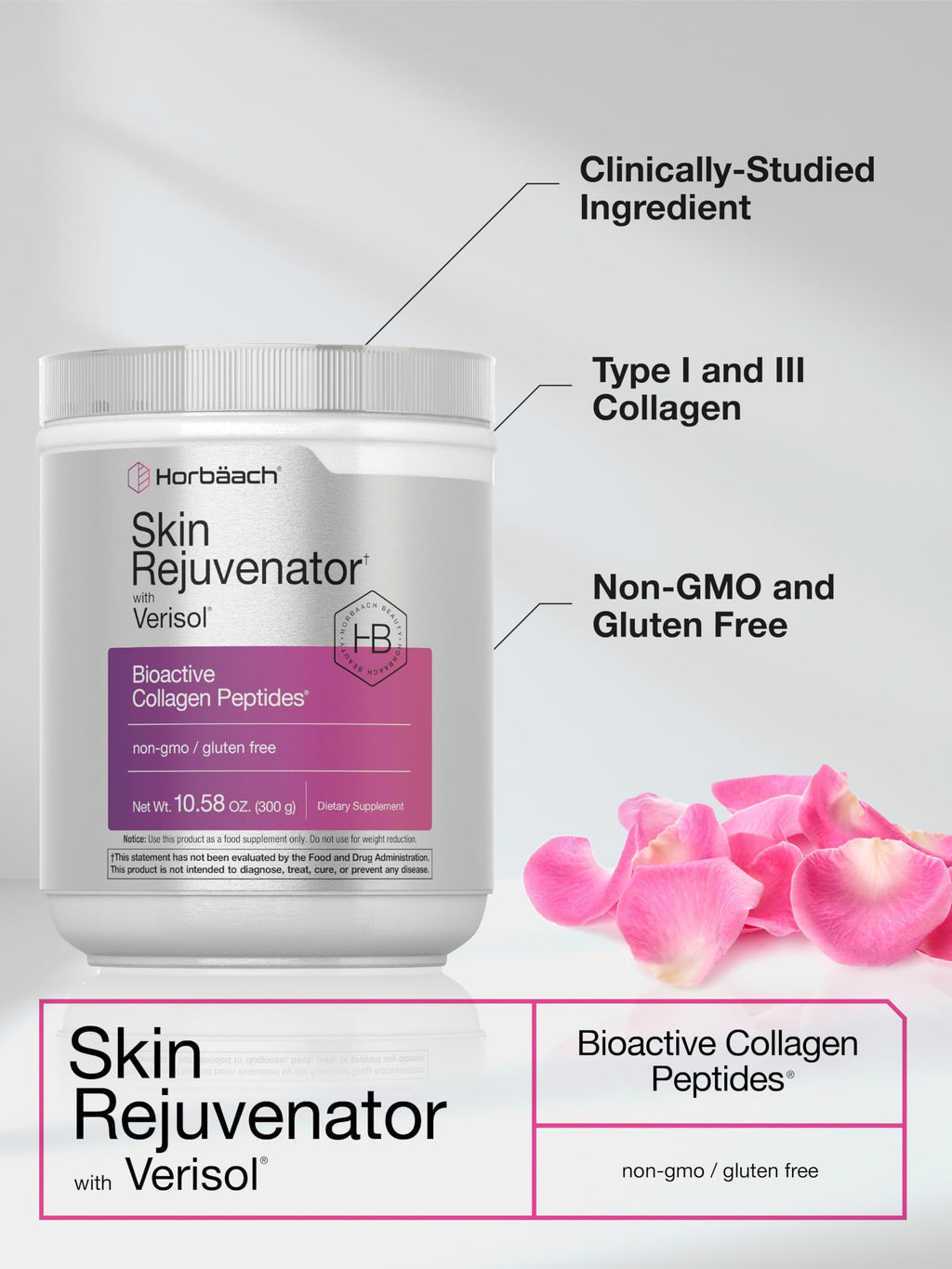 Horbäach Skin Rejuvenator with Verisol – Bioactive Collagen Peptides (Types I & III) 10.58 oz