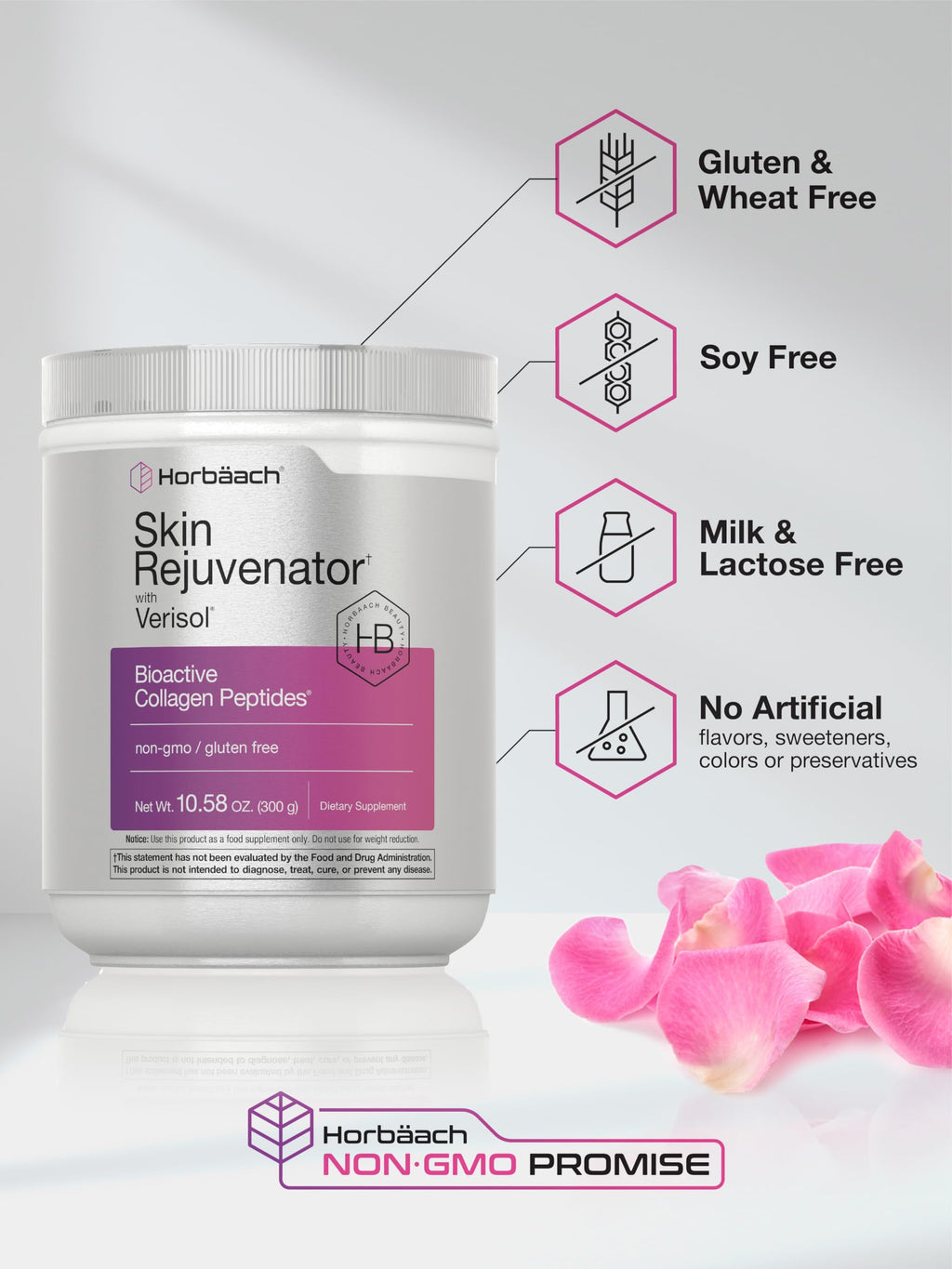 Horbäach Skin Rejuvenator with Verisol – Bioactive Collagen Peptides (Types I & III) 10.58 oz