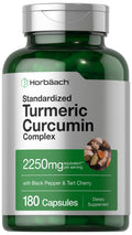 Horbaach Turmeric Curcumin 2250mg - 180 Capsules | Black Pepper & Tart Cherry, Non-GMO, Gluten Free