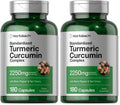 Horbäach Turmeric Curcumin 2250mg | 180 Capsules | Black Pepper & Tart Cherry | Non-GMO & Gluten Free (Pack of 2)