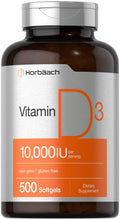 Horbäach Vitamin D3 10000 IU – 500 Softgels | Non-GMO, Gluten Free