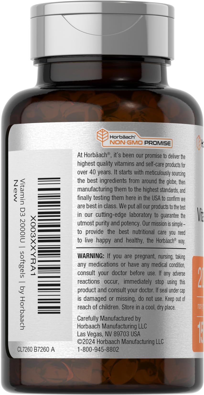 Horbaach Vitamin D3 2000IU Softgels | 150 Count | 50 mcg Cholecalciferol | Non-GMO & Gluten Free