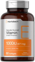 Horbäach Vitamin E 1000 IU Softgels – 60 Count | Non-GMO, Gluten-Free, D-Alpha Tocopherol