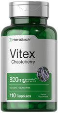 Horbäach Vitex Berry 820mg | 110 Capsules | Chasteberry Supplement for Women | Agnus-Castus Fruit | Non-GMO, Gluten Free