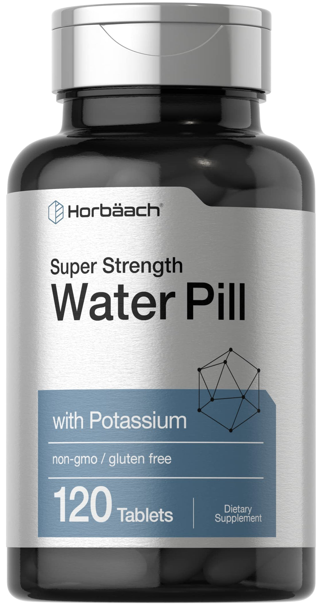 Horbäach Water Pills – Super Strength, 120 Tablets | Vegetarian, Non-GMO & Gluten Free