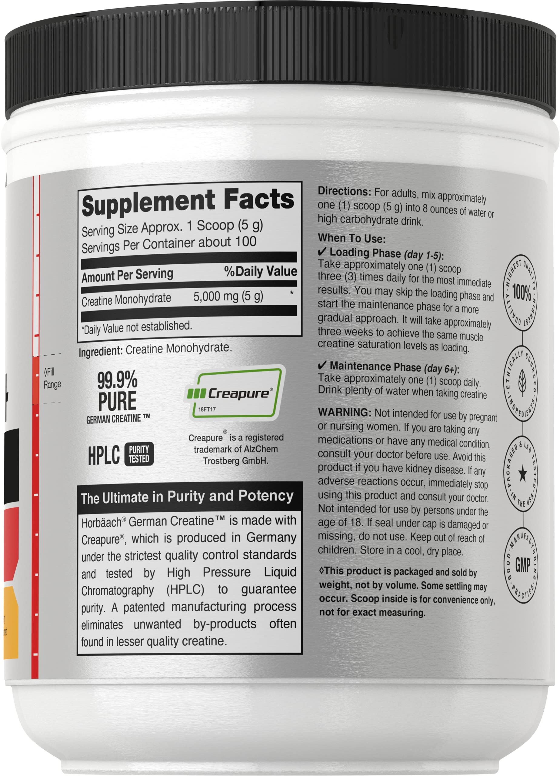 Horbäach German Creatine Powder 500g – Creapure, Made in Germany