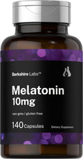Horbäach Berkshire Labs Melatonin 10mg | 140 Quick Release Capsules | Extra Strength | Non-GMO Gluten Free