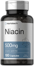 Horbäach Niacin Vitamin B3 500mg - 100 Capsules | Gluten Free & Non-GMO