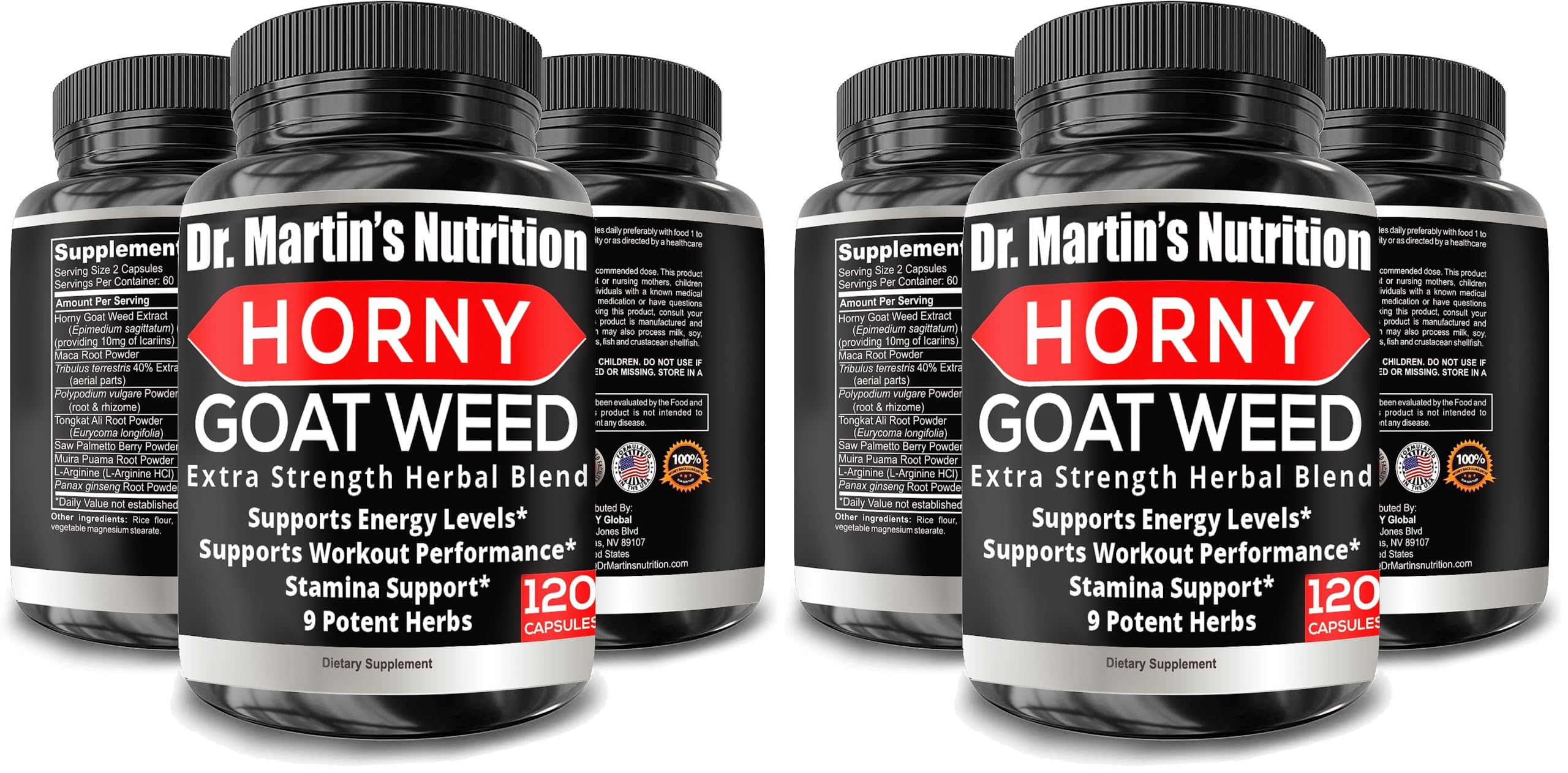 DR. MARTIN'S NUTRITION Super Strength Horny Goat Weed 1590mg – 240 Capsules (Pack of 2)