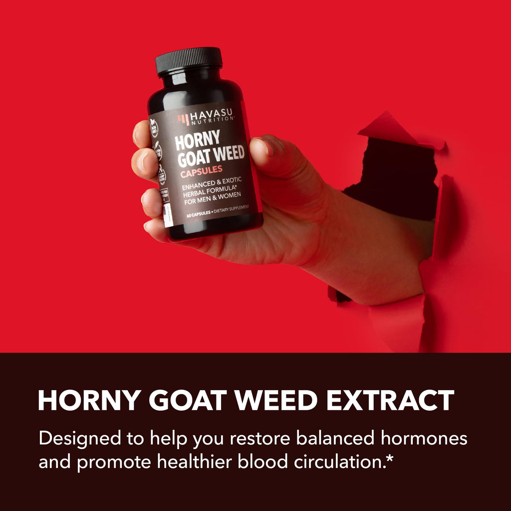 Horny Goat Weed Capsules with Tongkat Ali & Muira Puama - Extra Strength, 120-Count (2-Month Supply)