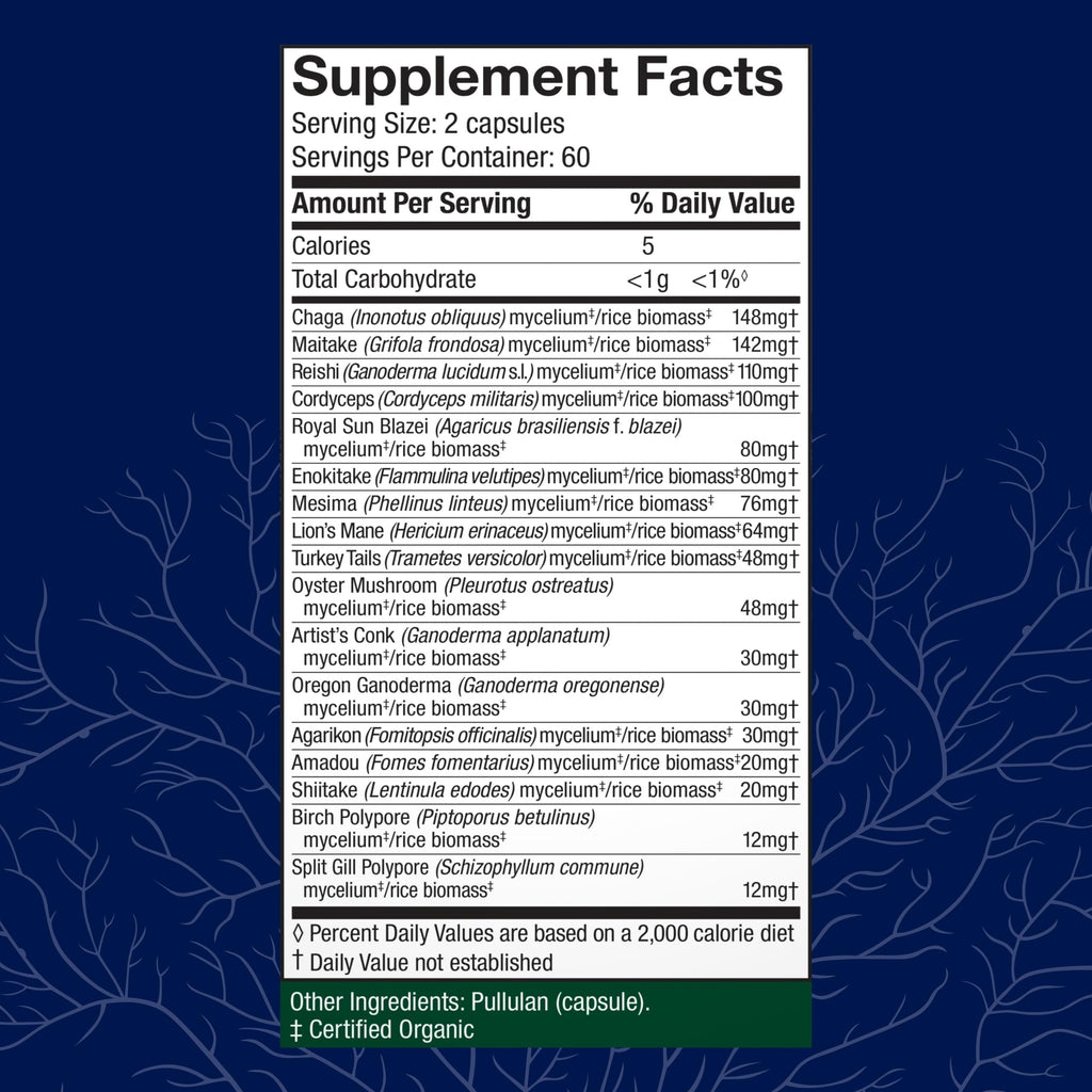 Host Defense MyCommunity Capsules – 17-Species Mushroom Blend for Immune Support (120 Vegan Capsules)