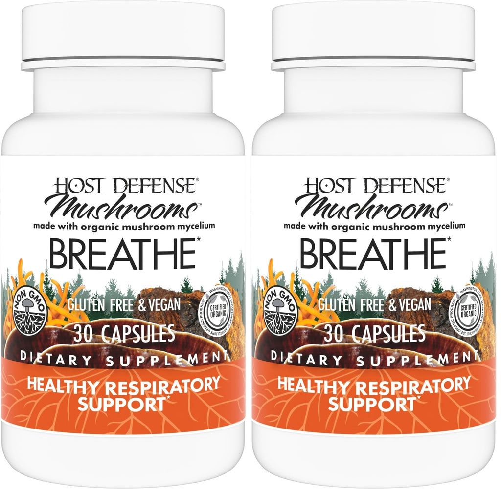 Host Defense Breathe Capsules – Immune & Respiratory Support (Pack of 2) | Chaga, Reishi & Cordyceps