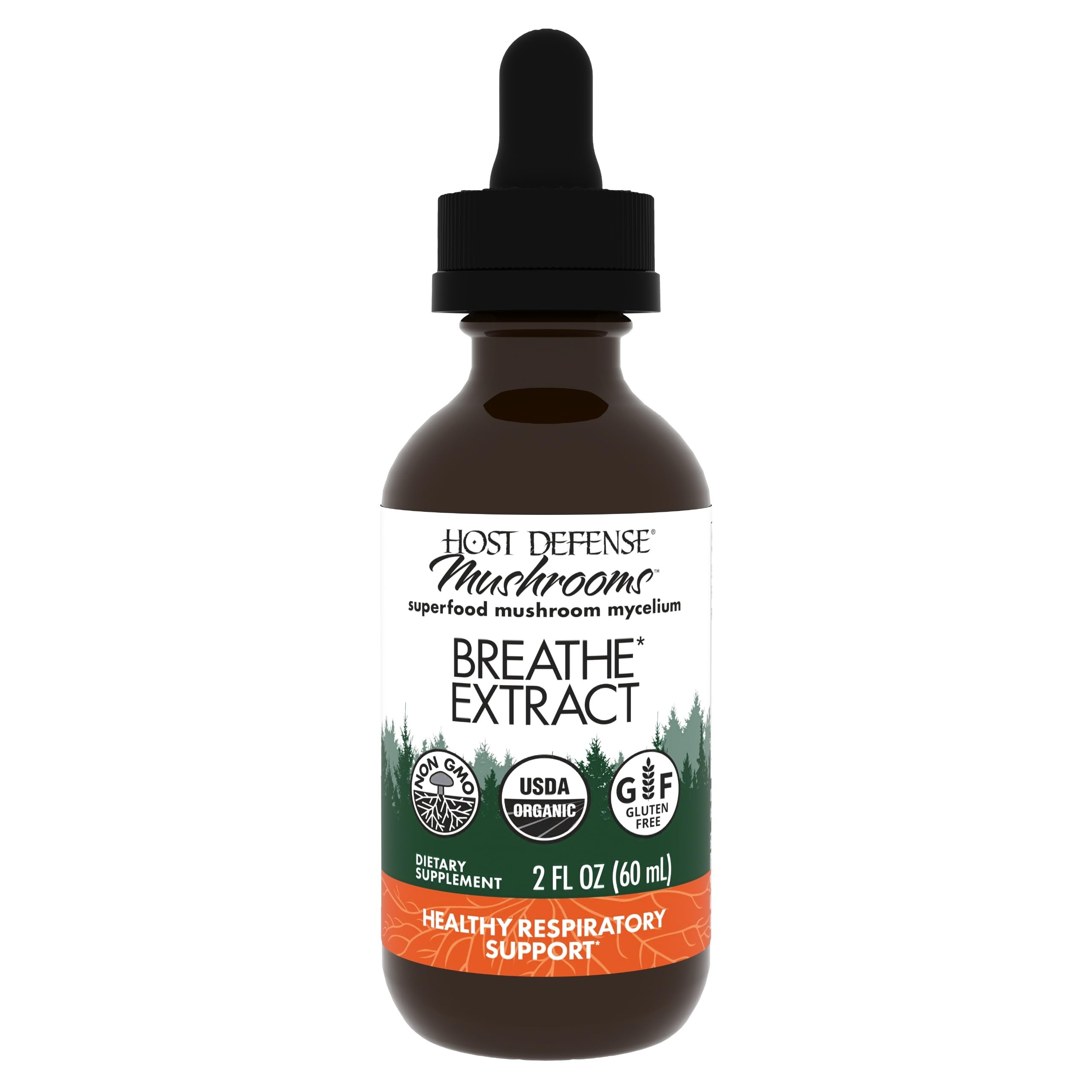 Host Defense Breathe Extract - Immune & Respiratory Support Mushroom Liquid (2 oz, 60 Servings)