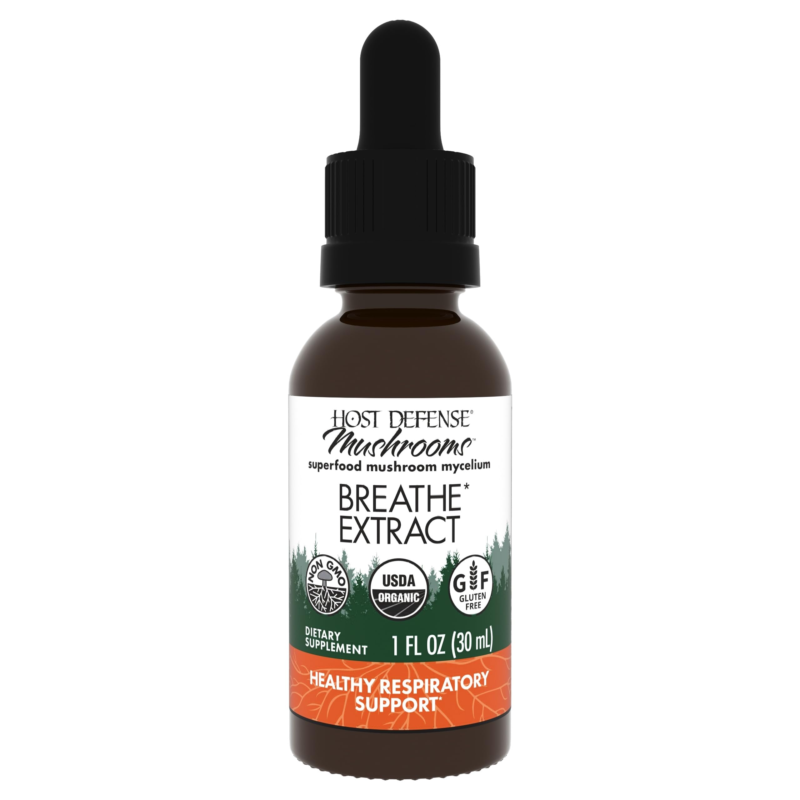 Host Defense Breathe Extract – Immune & Respiratory Mushroom Liquid, 1 fl oz