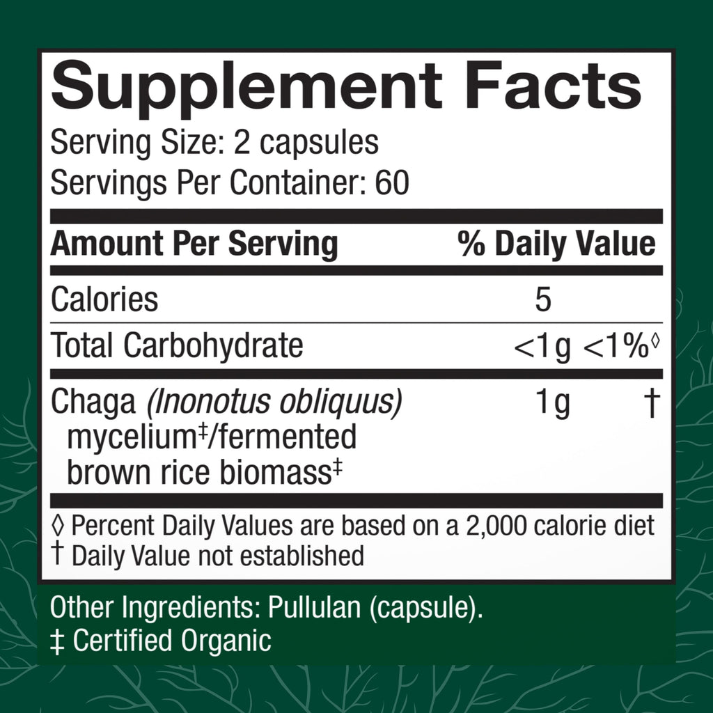 Host Defense Chaga Capsules | Immune Support & Antioxidant Mushroom Supplement - 120 Capsules