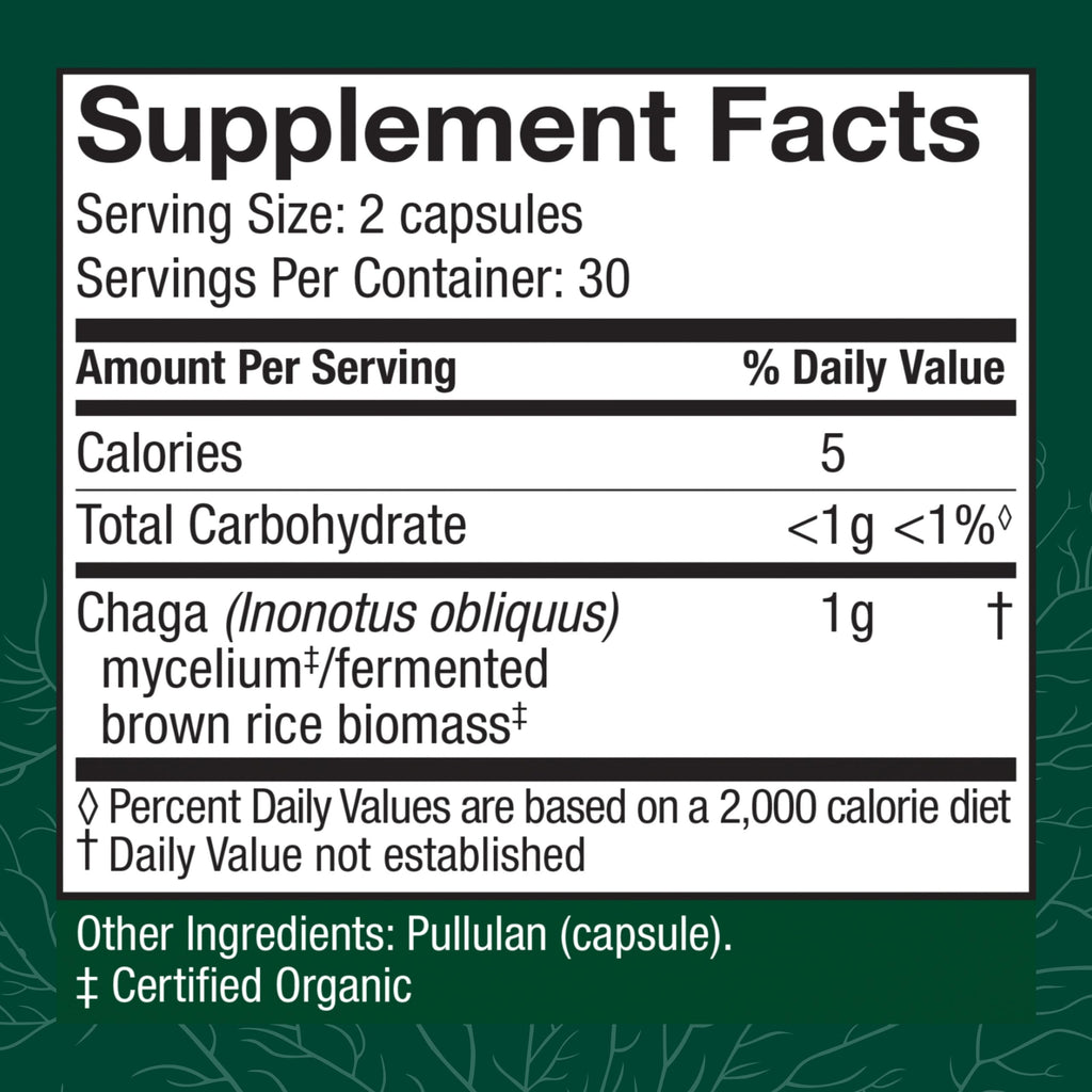 Host Defense Chaga Capsules – Immune Support & Antioxidant Mushroom Supplement | 60 Capsules (30 Servings)