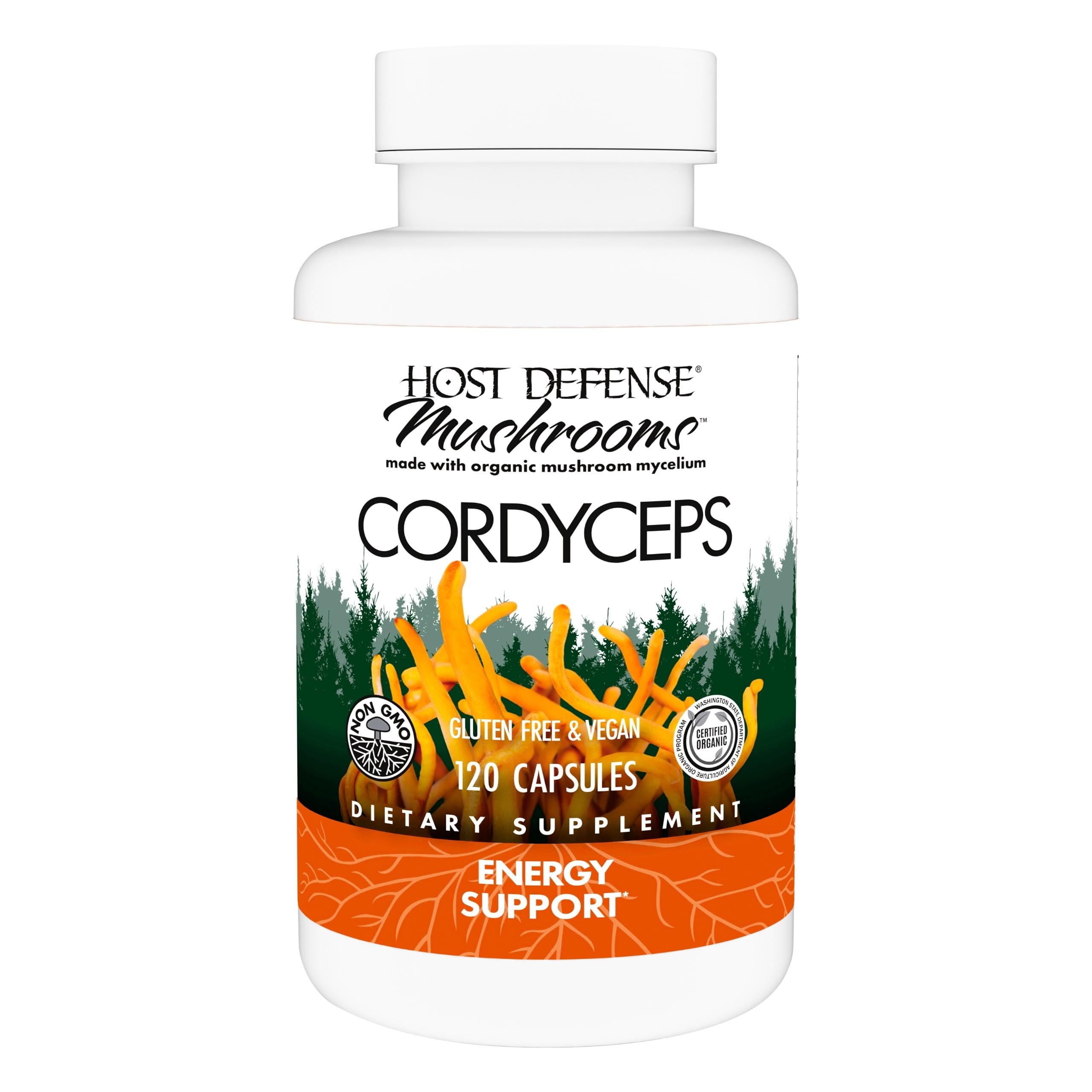 Host Defense Cordyceps Capsules – Immune & Energy Support (120 Capsules)