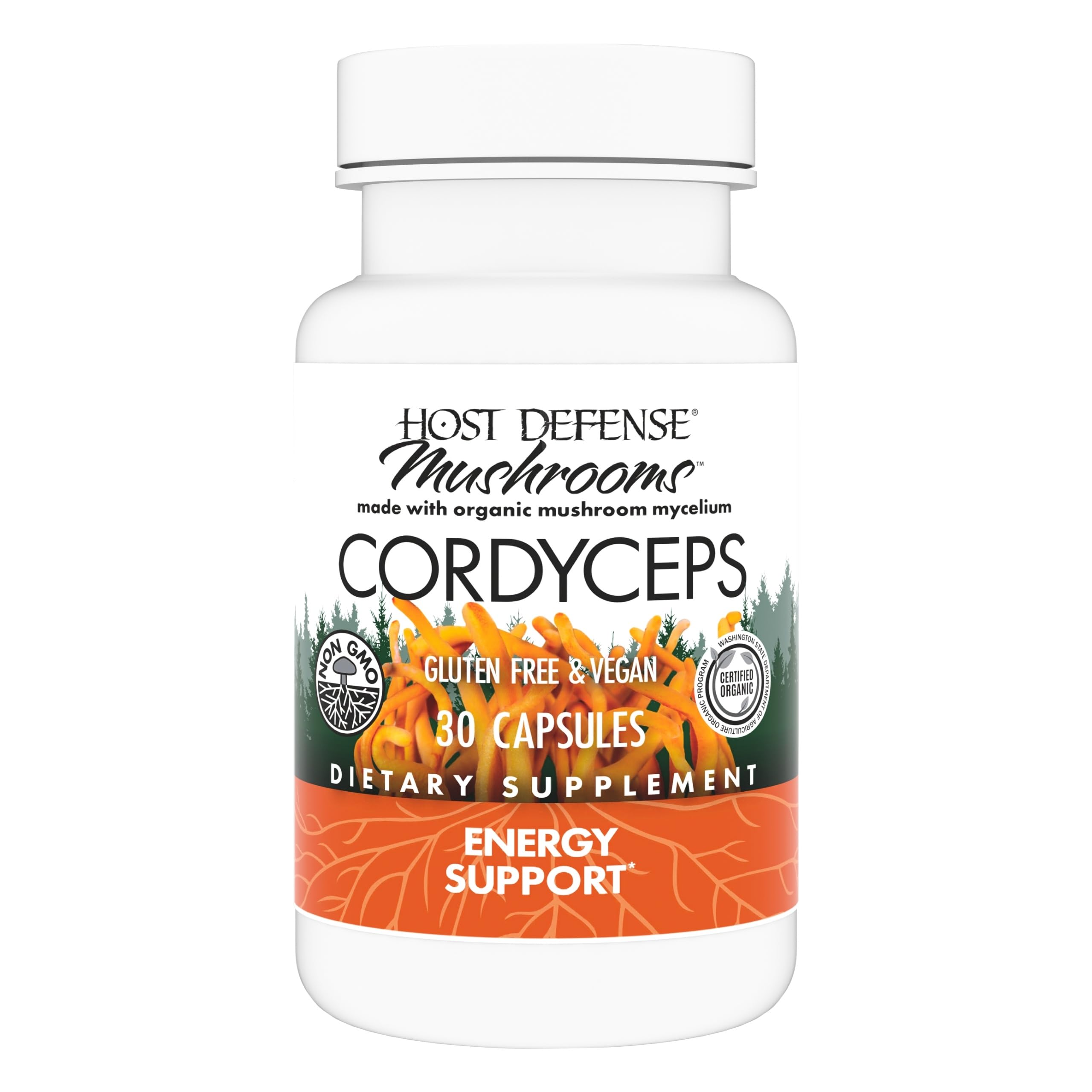 Host Defense Cordyceps Capsules – Immune & Energy Support (30 Capsules)