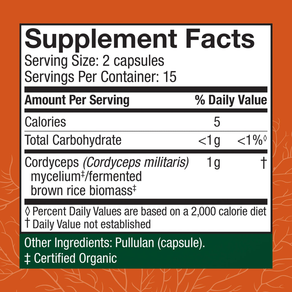 Host Defense Cordyceps Capsules – Immune & Energy Support (30 Capsules)