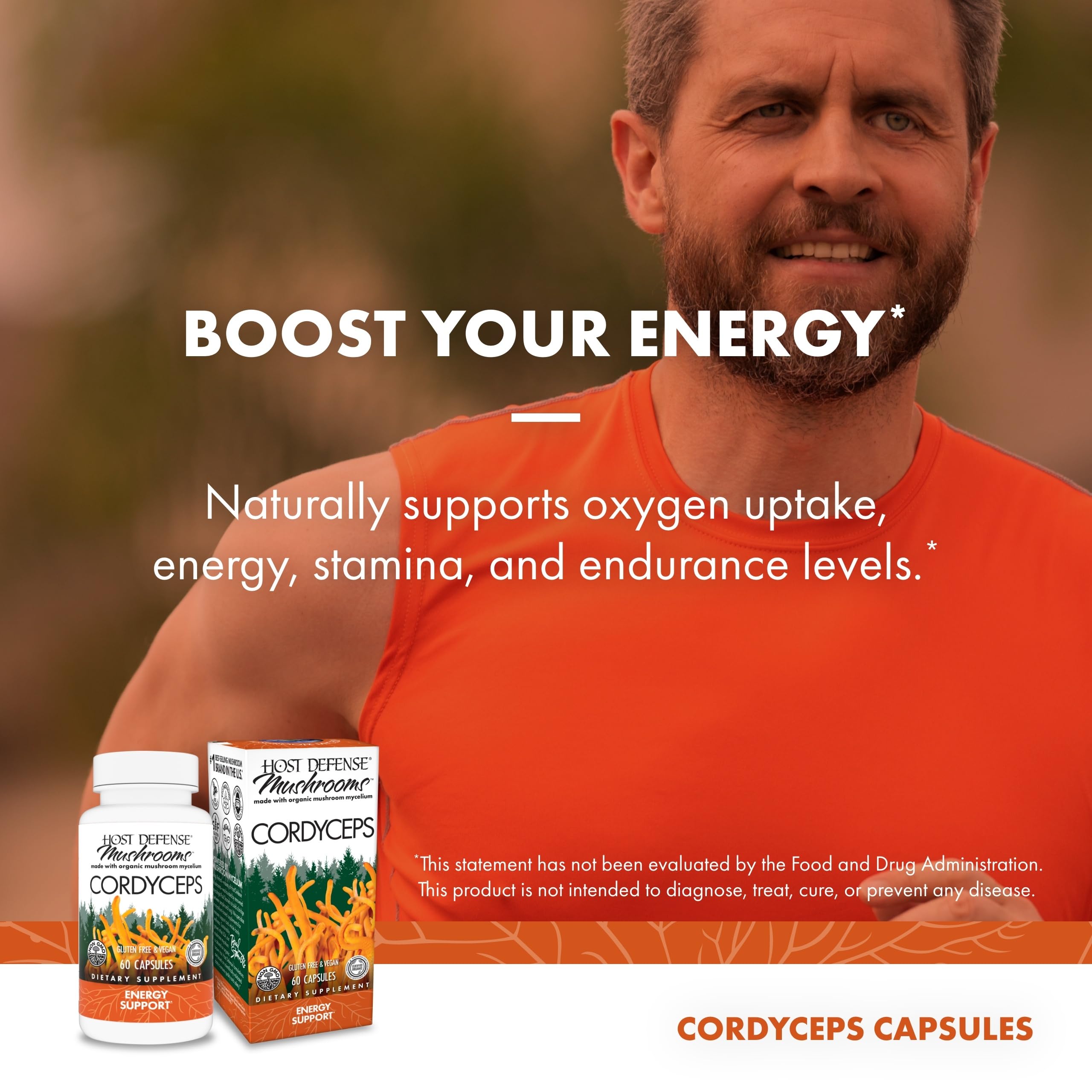 Host Defense Cordyceps Capsules – Immune & Energy Support (60 Caps)