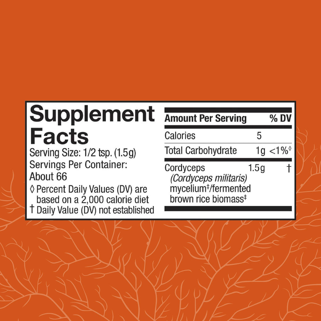 Host Defense Cordyceps Powder | Immune & Energy Support, Kidney Health | 3.5 oz (66 Servings)