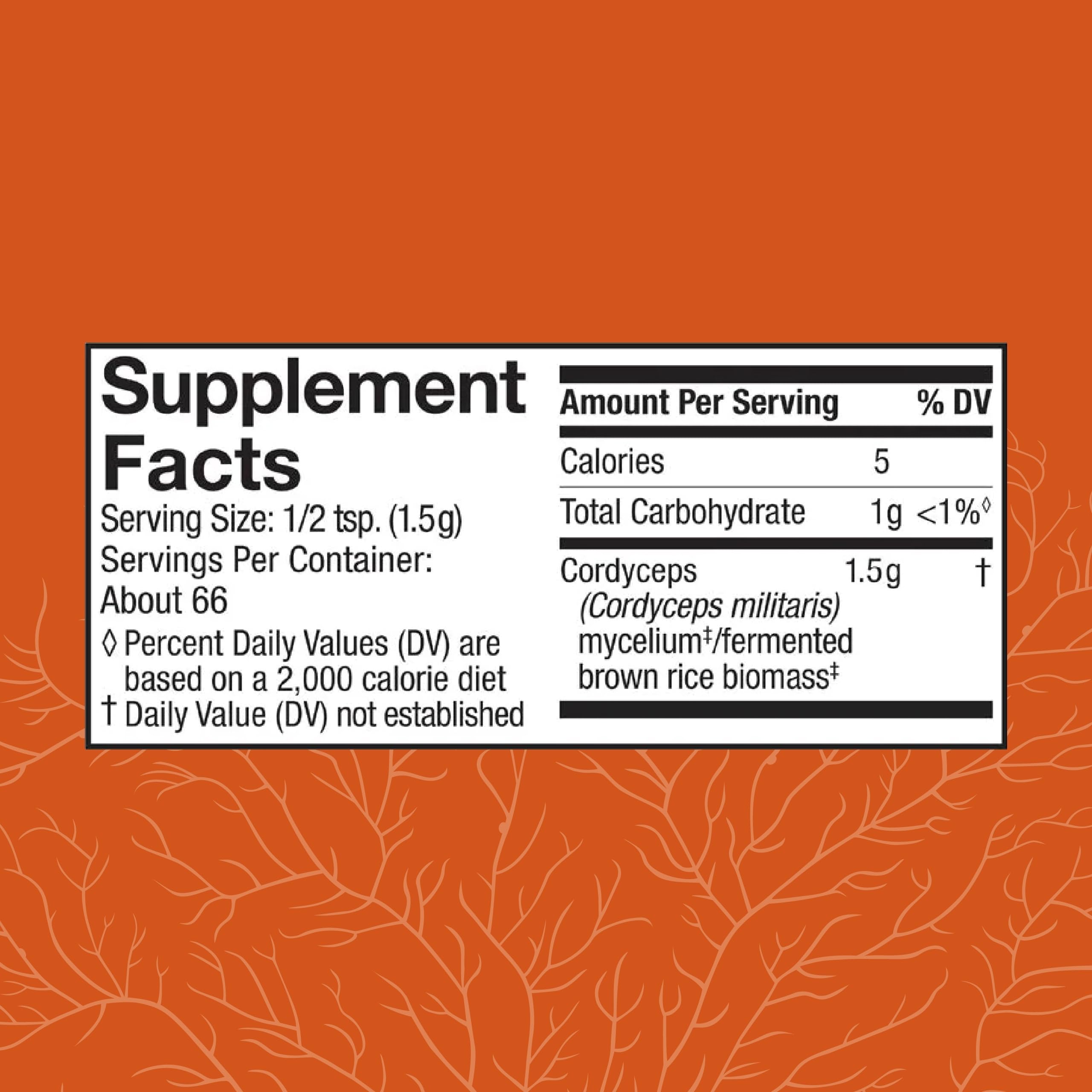 Host Defense Cordyceps Powder | Immune & Energy Support, Kidney Health | 3.5 oz (66 Servings)