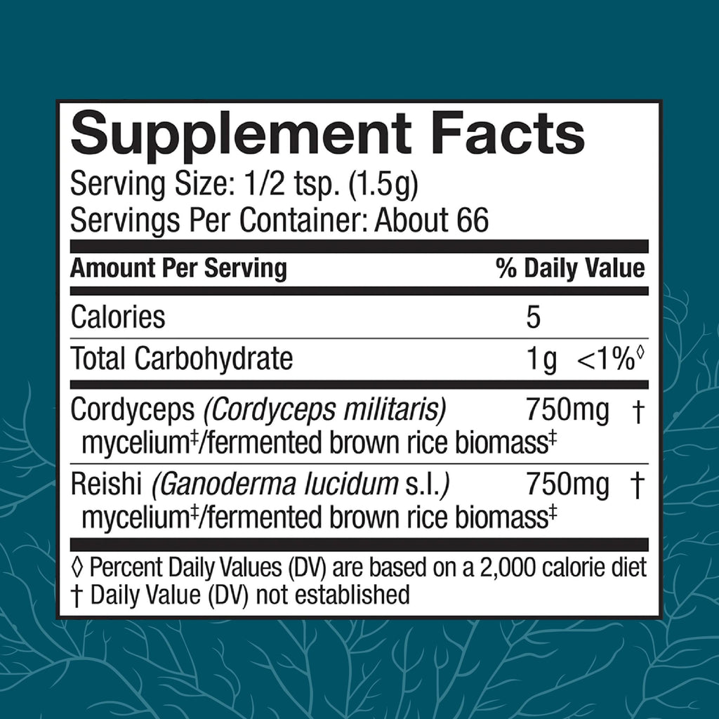 Host Defense CordyChi Powder – Cordyceps & Reishi for Energy, Immunity & Relaxation | 3.5 oz (66 Servings)