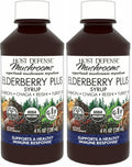 Host Defense Elderberry Plus Syrup - Immune & Respiratory Support Mushroom Supplement with Turkey Tail, Reishi, Agarikon & Chaga | 4 fl oz (12 Servings) Pack of 2