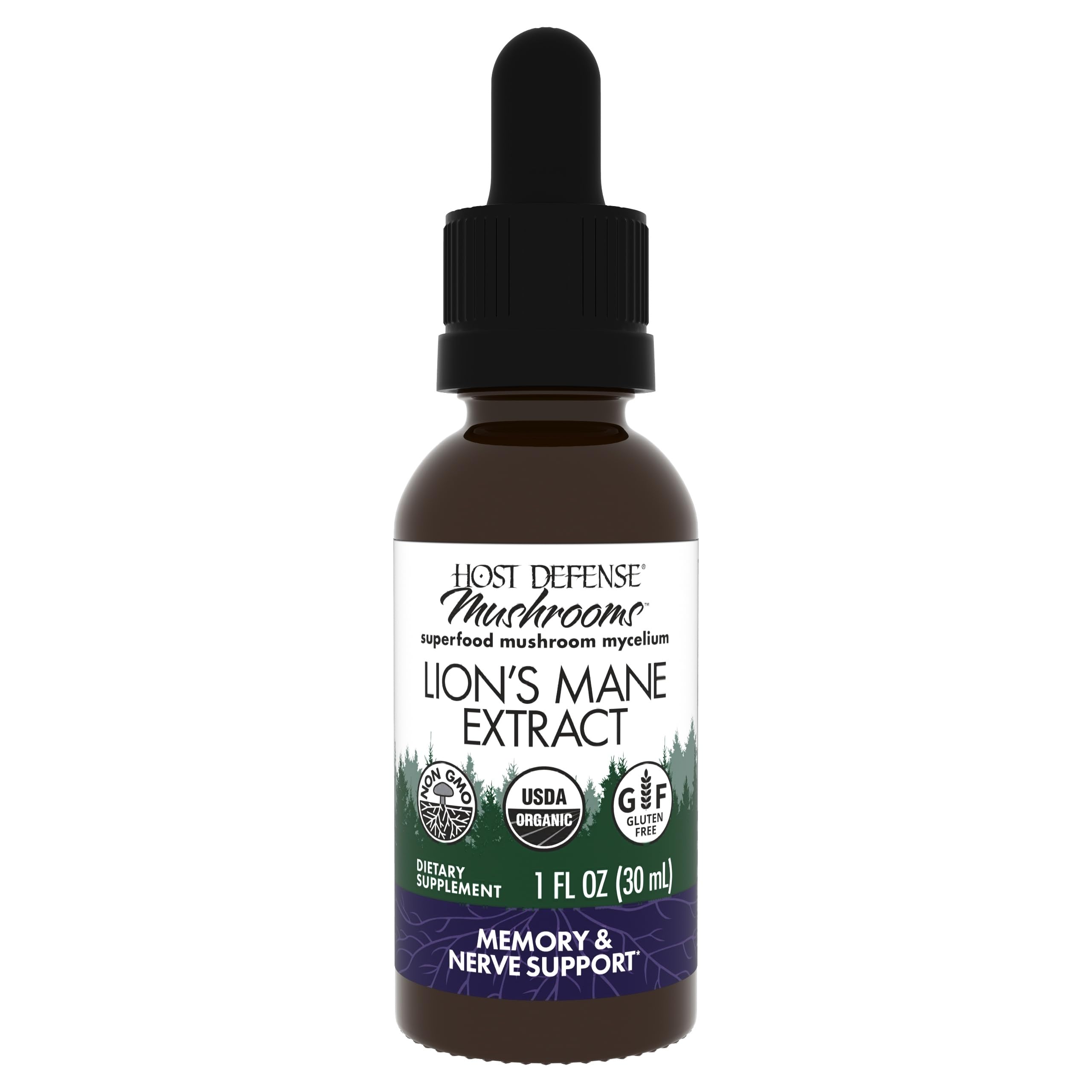 Host Defense Mushrooms Lion's Mane Extract – Brain Health & Focus Support (1 fl oz)